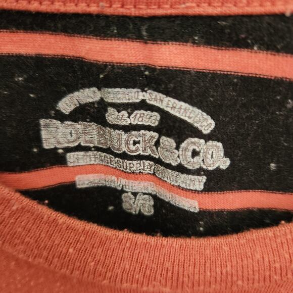 Men's size small red black striped Roebuck shirt - Picture 3 of 4